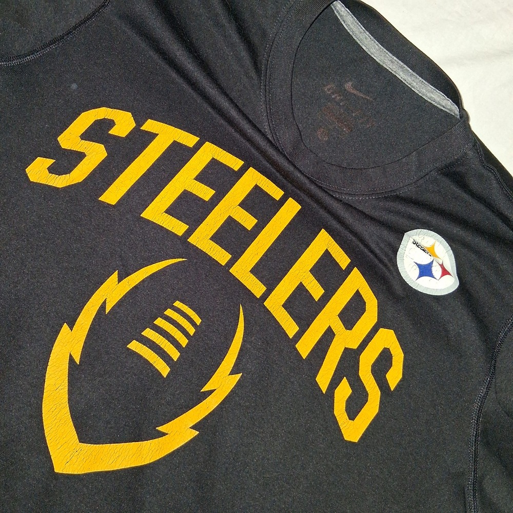 Nike Pittsburgh Steelers Dri Fit T Shirt Mens M NFL Football Black Yellow